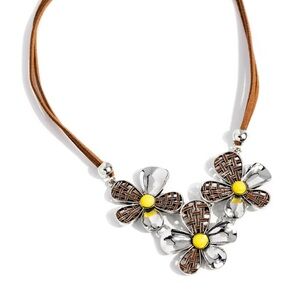 Floral Silver and Yellow Necklace